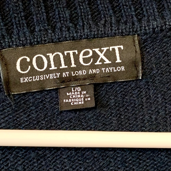 LORD & TAYLOR CONTEXT Navy Santa Sweater—SZ. Lg - Picture 11 of 16